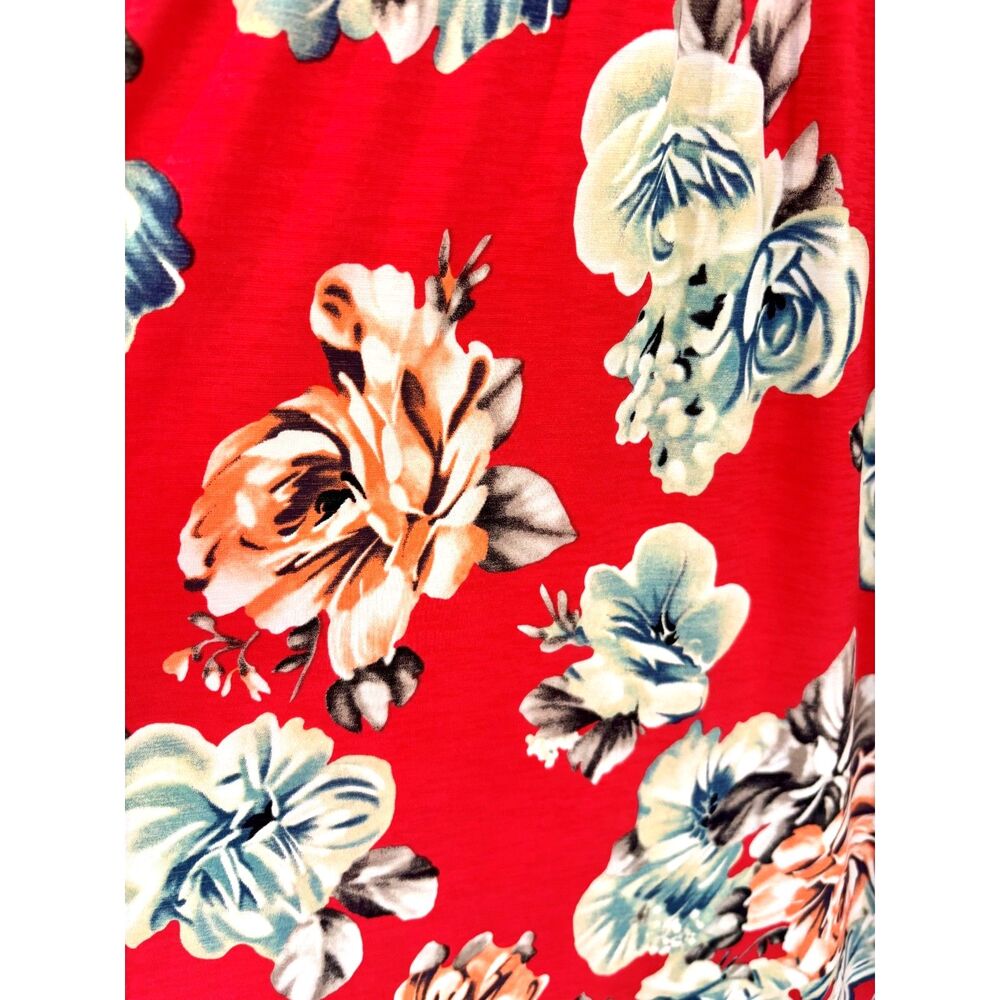 PinkBlush Navy Red Floral Colorblock Maxi Dress Sleeveless Boho Small S - Picture 2 of 5